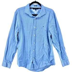 Tommy Hilfiger Button Up Long Sleeve Shirt 100s 2 Ply Double Retors men’s sz L